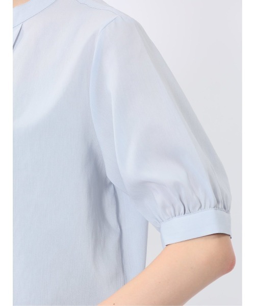 m.f.editorial(エムエフエディトリアル)の「【抗菌防臭 ウォッシャブル ストレッチ】m.f.エディトリアル レディース バンドカラー パフスリー ブ 比翼 ブラウス(シャツ/ブラウス・レディース・ベージュ/パープル/サックスブルー・MEDIUM/LARGE)」の13枚目の写真