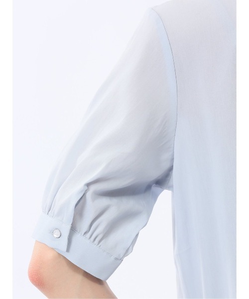 m.f.editorial(エムエフエディトリアル)の「【抗菌防臭 ウォッシャブル ストレッチ】m.f.エディトリアル レディース バンドカラー パフスリー ブ 比翼 ブラウス(シャツ/ブラウス・レディース・ベージュ/パープル/サックスブルー・MEDIUM/LARGE)」の14枚目の写真