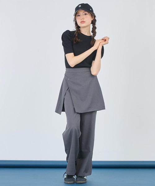 ANAP(アナップ)の「ギャザースリーブ ニット 半袖(ニット/セーター・レディース・ブラウン/ブラック/ホワイト・FREE)」の13枚目の写真
