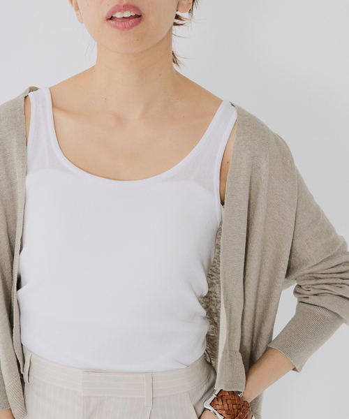 IENA(イエナ)の「Mer-Cottonセーターマシーン ノースリーブ(タンクトップ・レディース・ブラック/ホワイト・FREE)」の2枚目の写真