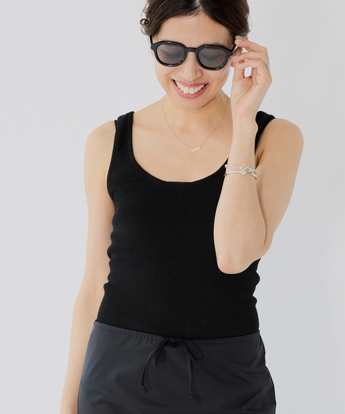 IENA(イエナ)の「Mer-Cottonセーターマシーン ノースリーブ(タンクトップ・レディース・ブラック/ホワイト・FREE)」の6枚目の写真