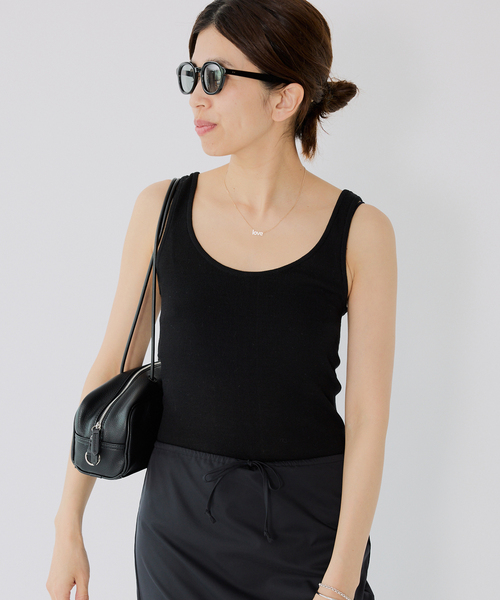 IENA(イエナ)の「Mer-Cottonセーターマシーン ノースリーブ(タンクトップ・レディース・ブラック/ホワイト・FREE)」の7枚目の写真