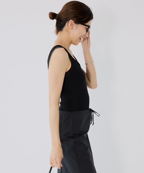 IENA(イエナ)の「Mer-Cottonセーターマシーン ノースリーブ(タンクトップ・レディース・ブラック/ホワイト・FREE)」の10枚目の写真