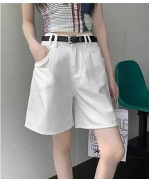 レディースハーフデニムパンツ