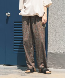 Nico25⭐︎定価 ¥14,300ブロックプリント風タックイージーパンツ FREAK'S STORE｜別注 紐付きイージータックパンツ 25SS