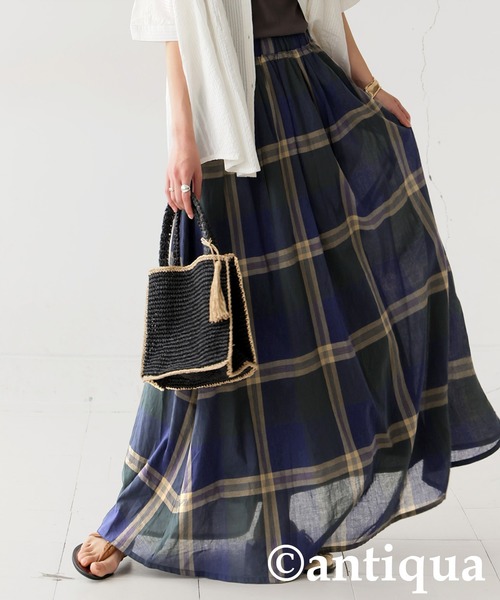 antiqua(アンティカ)の「チェックフレアスカート(スカート・レディース・パープル系その他/ブルー系その他・ONESIZE)」の9枚目の写真