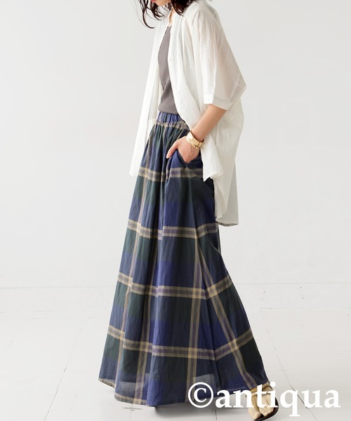antiqua(アンティカ)の「チェックフレアスカート(スカート・レディース・パープル系その他/ブルー系その他・ONESIZE)」の10枚目の写真