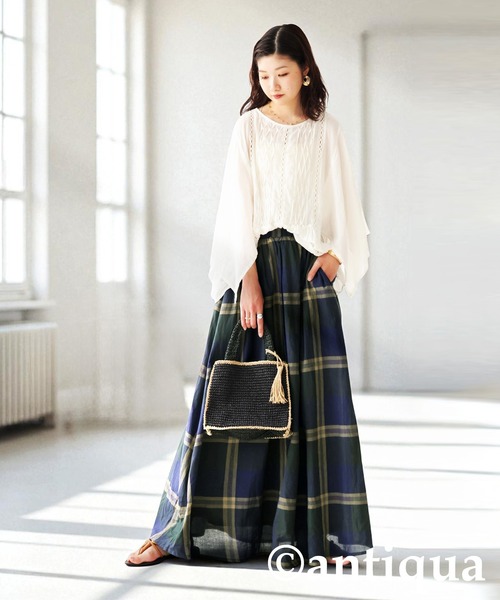 antiqua(アンティカ)の「チェックフレアスカート(スカート・レディース・パープル系その他/ブルー系その他・ONESIZE)」の11枚目の写真