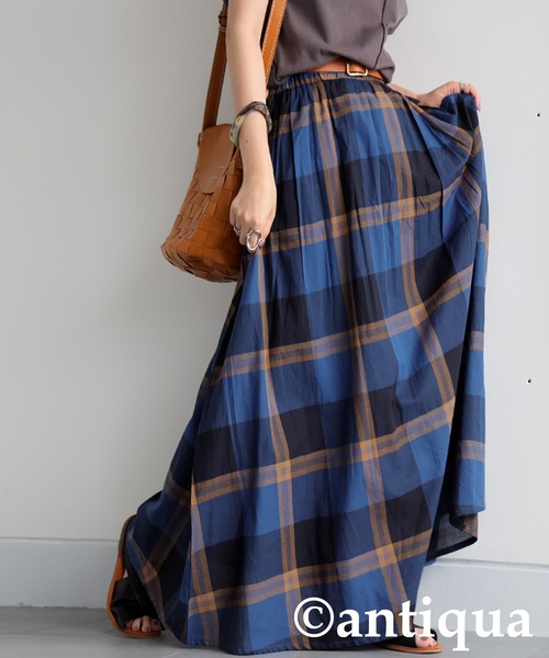 antiqua(アンティカ)の「チェックフレアスカート(スカート・レディース・パープル系その他/ブルー系その他・ONESIZE)」の3枚目の写真