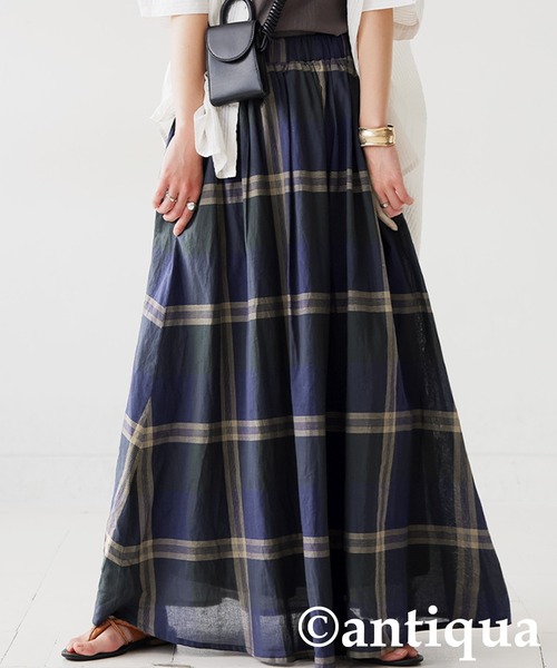 antiqua(アンティカ)の「チェックフレアスカート(スカート・レディース・パープル系その他/ブルー系その他・ONESIZE)」の7枚目の写真