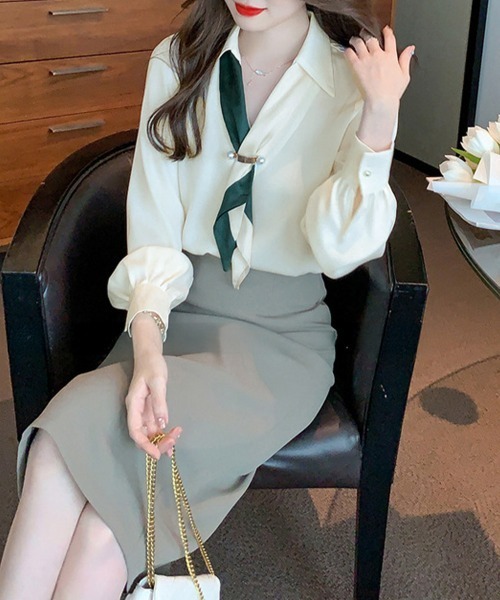 Miniministore(ミニミニストア)の「ボウタイブラウス長袖ネクタイ付きブラウス(シャツ/ブラウス・レディース・ホワイト/アイボリー・FREE)」の5枚目の写真