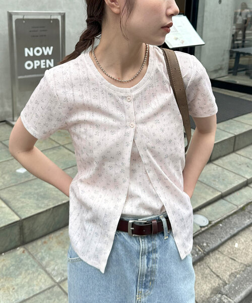 DISCOAT(ディスコート)の「【umm.】小花柄パターンメッシュアンサンブル(Tシャツ/カットソー・レディース・アイボリー/ベビーピンク・FREE)」の14枚目の写真