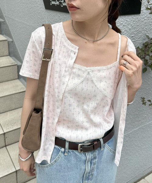 DISCOAT(ディスコート)の「【umm.】小花柄パターンメッシュアンサンブル(Tシャツ/カットソー・レディース・アイボリー/ベビーピンク・FREE)」の16枚目の写真