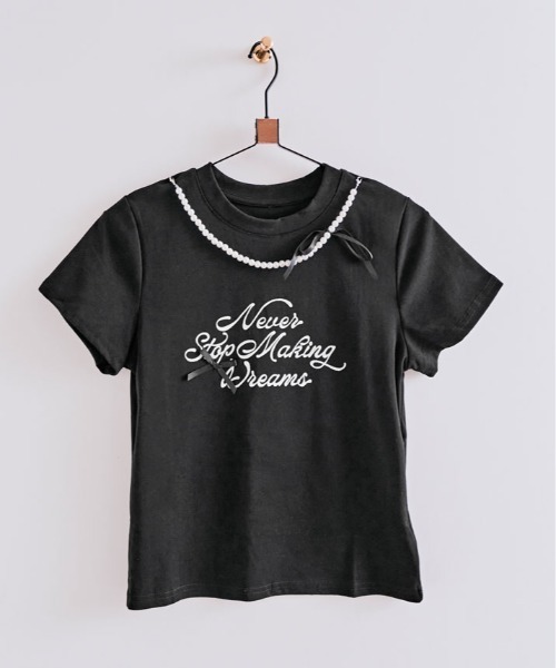 kirakiraShop(キラキラショップ)の「パール リボン プリント Tシャツ(Tシャツ/カットソー・レディース・ブラック/ホワイト・FREE)」の15枚目の写真