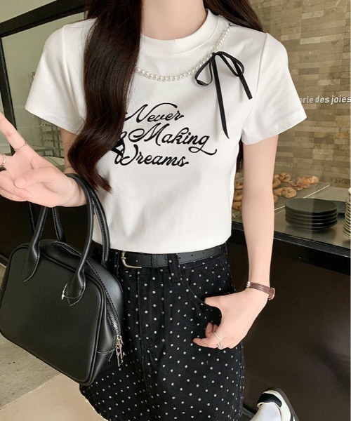 kirakiraShop(キラキラショップ)の「パール リボン プリント Tシャツ(Tシャツ/カットソー・レディース・ブラック/ホワイト・FREE)」の17枚目の写真