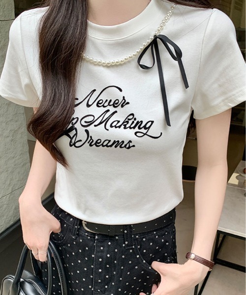 kirakiraShop(キラキラショップ)の「パール リボン プリント Tシャツ(Tシャツ/カットソー・レディース・ブラック/ホワイト・FREE)」の19枚目の写真