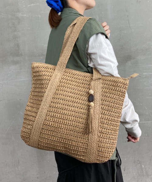 *Madewell* ストロートートバッグ The Mini Shopper Tote in Leather-Trimmed Straw | Madewell