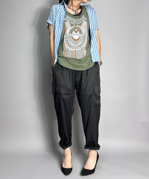 BEATJIVE(ビートジャイブ)の「クロップドパンツ カーゴパンツ 7分丈 9分丈 レディース 接触冷感(カーゴパンツ・レディース・ブラック/カーキ・MEDIUM/LARGE)」の6枚目の写真