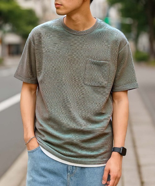 VENCEEXCHANGE(ヴァンスエクスチェンジ)の「【2点セット】ポケ付きTシャツxタンクトップセット(Tシャツ/カットソー・メンズ・ネイビー/ベージュ/オリーブ・M/L/S/LL)」の3枚目の写真