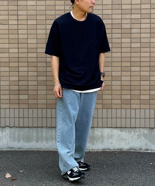 VENCEEXCHANGE(ヴァンスエクスチェンジ)の「【2点セット】ポケ付きTシャツxタンクトップセット(Tシャツ/カットソー・メンズ・ネイビー/ベージュ/オリーブ・M/L/S/LL)」の4枚目の写真