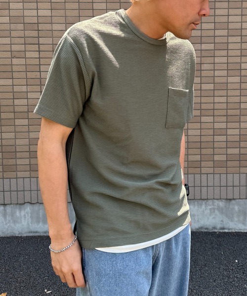 VENCEEXCHANGE(ヴァンスエクスチェンジ)の「【2点セット】ポケ付きTシャツxタンクトップセット(Tシャツ/カットソー・メンズ・ネイビー/ベージュ/オリーブ・M/L/S/LL)」の7枚目の写真
