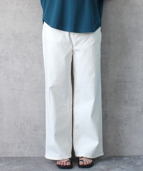 SELECT LEVERY(セレクトリベリー)の「接触冷感 UVカット 吸汗速乾 デニムワイドパンツ(デニムパンツ・レディース・ワンウォッシュ/ライトブルー/ネイビー/ホワイト・SMALL/MEDIUM/LARGE/X-LARGE)」の2枚目の写真