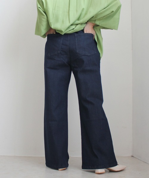 SELECT LEVERY(セレクトリベリー)の「接触冷感 UVカット 吸汗速乾 デニムワイドパンツ(デニムパンツ・レディース・ワンウォッシュ/ライトブルー/ネイビー/ホワイト・SMALL/MEDIUM/LARGE/X-LARGE)」の5枚目の写真