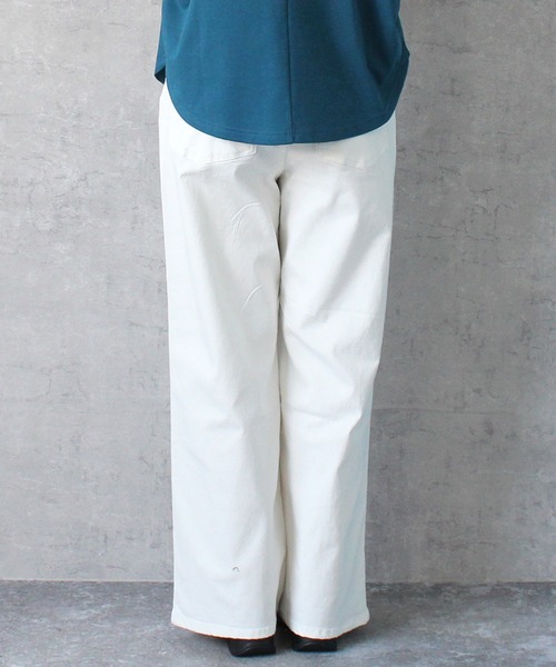 SELECT LEVERY(セレクトリベリー)の「接触冷感 UVカット 吸汗速乾 デニムワイドパンツ(デニムパンツ・レディース・ワンウォッシュ/ライトブルー/ネイビー/ホワイト・SMALL/MEDIUM/LARGE/X-LARGE)」の16枚目の写真