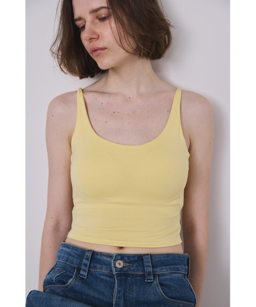 un/neu（アンノイ）の「タンクライクバックオープンキャミ / カップ付き（キャミソール・レディース・ブラック/イエロー/ホワイト・FREE）」の3枚目の写真
