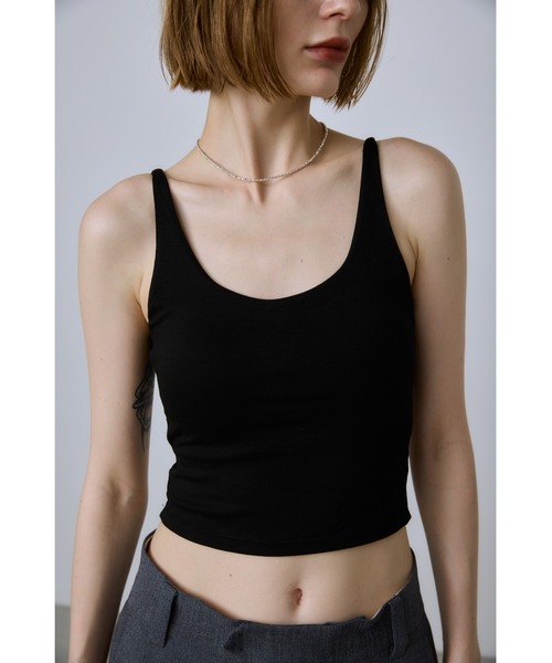 un/neu（アンノイ）の「タンクライクバックオープンキャミ / カップ付き（キャミソール・レディース・ブラック/イエロー/ホワイト・FREE）」の2枚目の写真