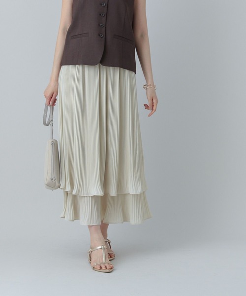 GLOBAL WORK（グローバルワーク）の「MATINEE LINE/プリーツティアードスカート/496977（スカート・レディース・ダークブラウン/ブラック/オフホワイト・MEDIUM/LARGE）」の7枚目の写真