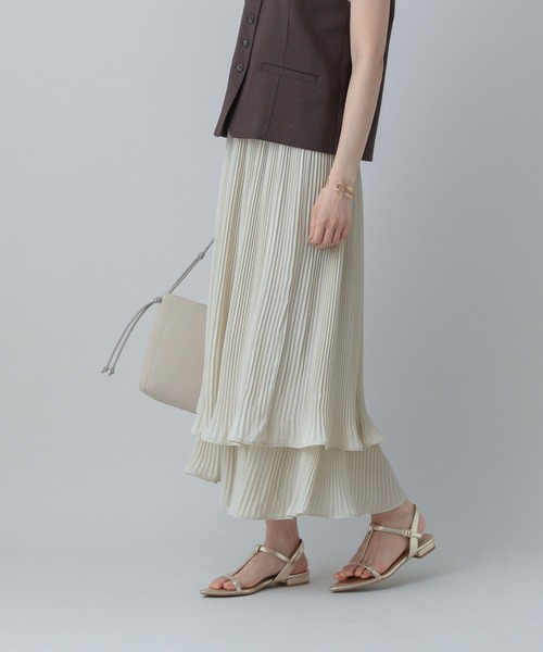 GLOBAL WORK（グローバルワーク）の「MATINEE LINE/プリーツティアードスカート/496977（スカート・レディース・ダークブラウン/ブラック/オフホワイト・MEDIUM/LARGE）」の8枚目の写真