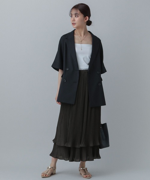 GLOBAL WORK（グローバルワーク）の「MATINEE LINE/プリーツティアードスカート/496977（スカート・レディース・ダークブラウン/ブラック/オフホワイト・MEDIUM/LARGE）」の12枚目の写真