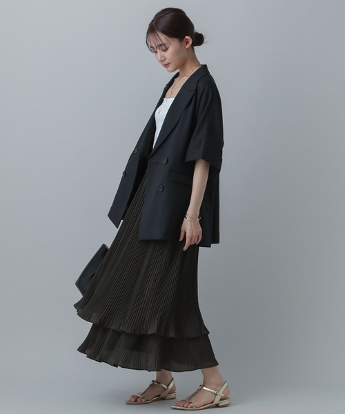 GLOBAL WORK（グローバルワーク）の「MATINEE LINE/プリーツティアードスカート/496977（スカート・レディース・ダークブラウン/ブラック/オフホワイト・MEDIUM/LARGE）」の13枚目の写真