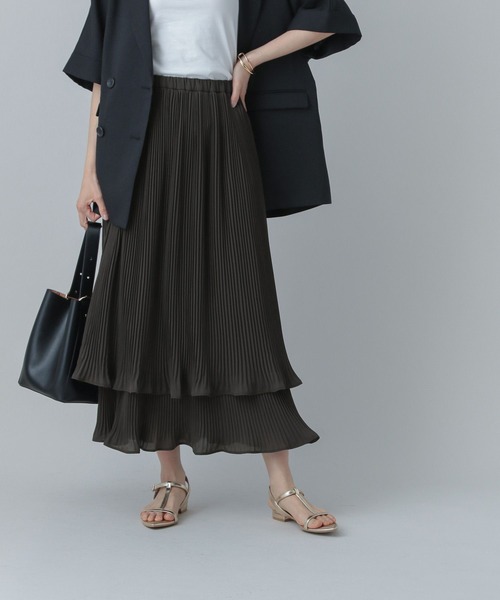 GLOBAL WORK（グローバルワーク）の「MATINEE LINE/プリーツティアードスカート/496977（スカート・レディース・ダークブラウン/ブラック/オフホワイト・MEDIUM/LARGE）」の14枚目の写真