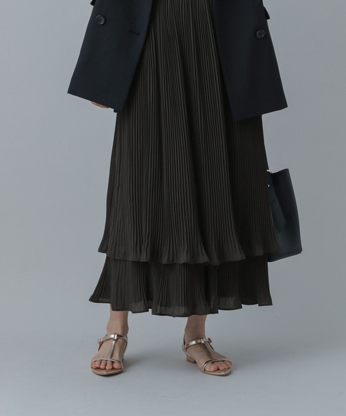 GLOBAL WORK（グローバルワーク）の「MATINEE LINE/プリーツティアードスカート/496977（スカート・レディース・ダークブラウン/ブラック/オフホワイト・MEDIUM/LARGE）」の16枚目の写真