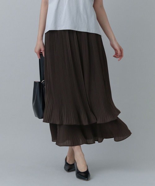 GLOBAL WORK（グローバルワーク）の「MATINEE LINE/プリーツティアードスカート/496977（スカート・レディース・ダークブラウン/ブラック/オフホワイト・MEDIUM/LARGE）」の21枚目の写真