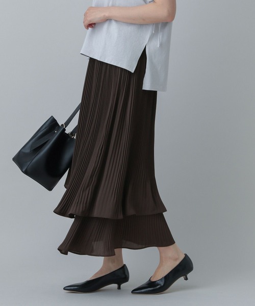 GLOBAL WORK（グローバルワーク）の「MATINEE LINE/プリーツティアードスカート/496977（スカート・レディース・ダークブラウン/ブラック/オフホワイト・MEDIUM/LARGE）」の22枚目の写真