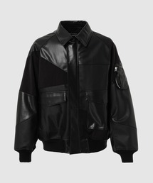 COMME des GARCONS HOMME(R f M\EI)SYNTHETIC LEATHER PATCHWORK BLOUSON(~^[WPbg)
