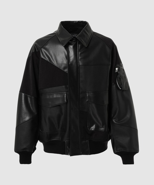 COMME des GARCONS HOMME(R f M\EI)SYNTHETIC LEATHER PATCHWORK BLOUSON(~^[WPbg)