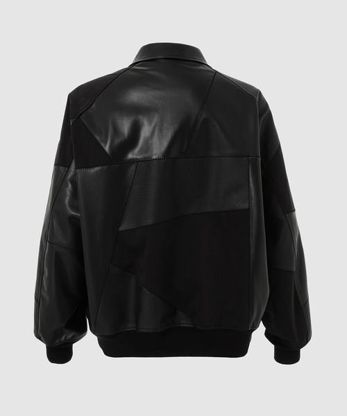 【美品】HumanMade ブラック ミリタリージャケット**M** SYNTHETIC LEATHER PATCHWORK BLOUSON（ミリタリージャケット