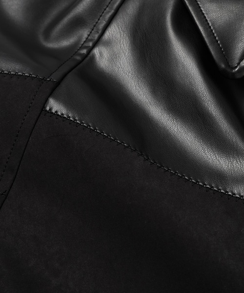 SYNTHETIC LEATHER PATCHWORK BLOUSON（ミリタリージャケット