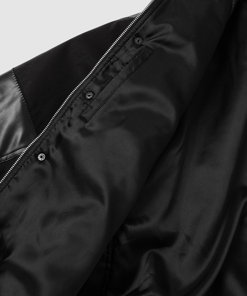 SYNTHETIC LEATHER PATCHWORK BLOUSON（ミリタリージャケット