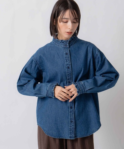 Kelen(ケレン)の「「KELEN / ケレン」フリルデザインデニムシャツ(シャツ/ブラウス・レディース・ライトインディゴブルー/ブルー・S/M)」の2枚目の写真