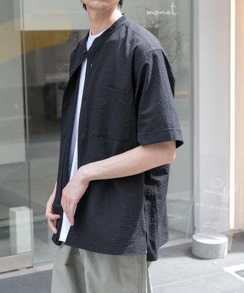 FORK&SPOON(フォークアンドスプーン)の「FORK&SPOON アニヴェンサッカーシャツ(シャツ/ブラウス・メンズ・ダークブラウン/ブラック・4/5)」の3枚目の写真