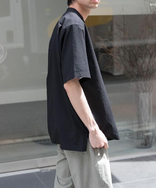 FORK&SPOON(フォークアンドスプーン)の「FORK&SPOON アニヴェンサッカーシャツ(シャツ/ブラウス・メンズ・ダークブラウン/ブラック・4/5)」の7枚目の写真