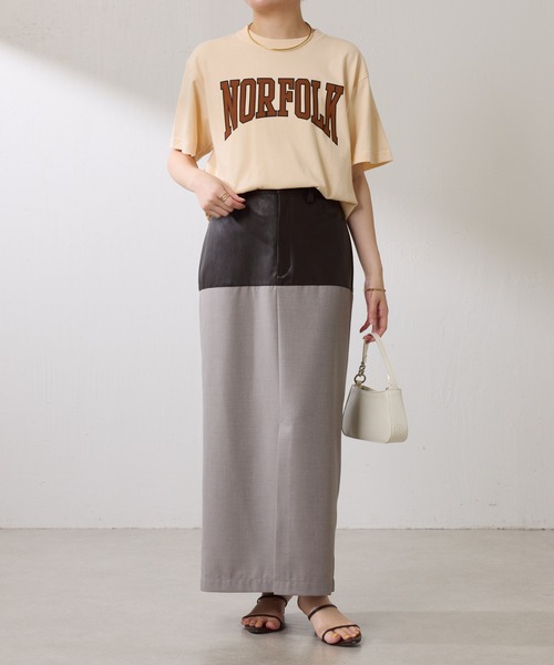 COLLAGE GALLARDAGALANTE(コラージュガリャルダガランテ)の「【OT】NOR FOLK半袖ロゴT(Tシャツ/カットソー・レディース・ネイビー/サンドベージュ・FREE)」の4枚目の写真
