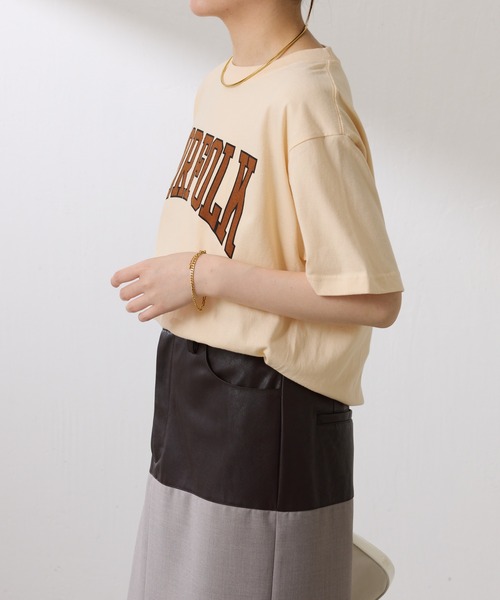 COLLAGE GALLARDAGALANTE(コラージュガリャルダガランテ)の「【OT】NOR FOLK半袖ロゴT(Tシャツ/カットソー・レディース・ネイビー/サンドベージュ・FREE)」の6枚目の写真