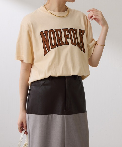 COLLAGE GALLARDAGALANTE(コラージュガリャルダガランテ)の「【OT】NOR FOLK半袖ロゴT(Tシャツ/カットソー・レディース・ネイビー/サンドベージュ・FREE)」の9枚目の写真