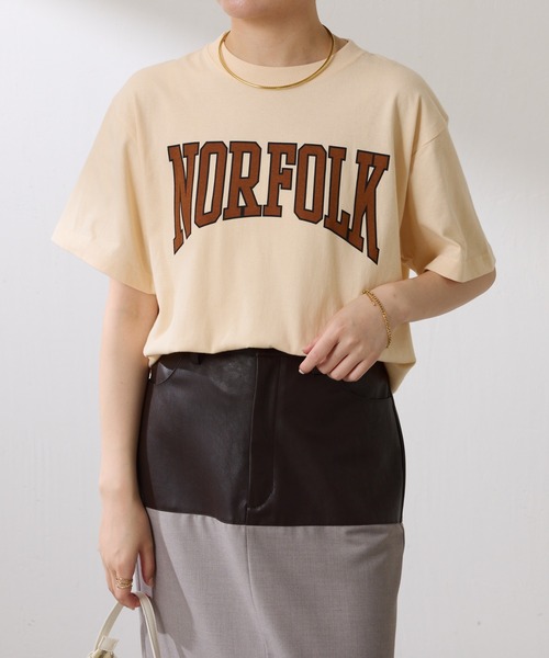 COLLAGE GALLARDAGALANTE(コラージュガリャルダガランテ)の「【OT】NOR FOLK半袖ロゴT(Tシャツ/カットソー・レディース・ネイビー/サンドベージュ・FREE)」の10枚目の写真